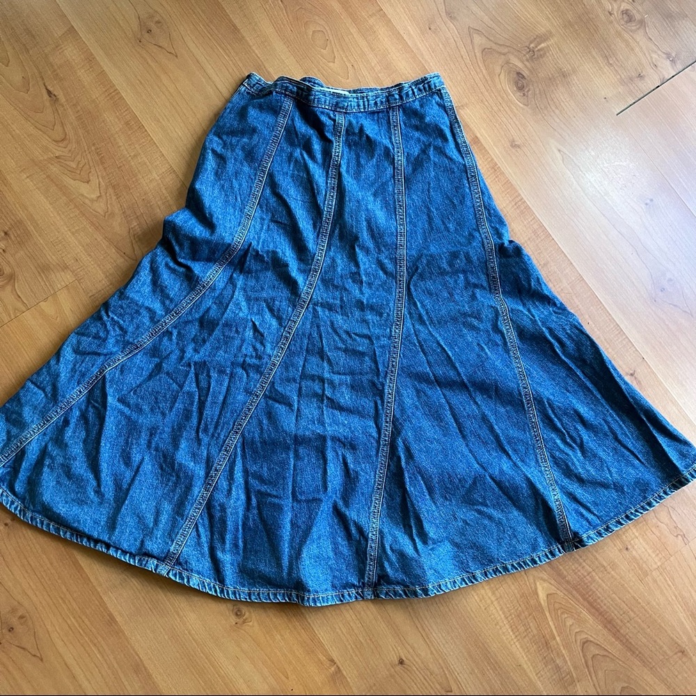 Gap Factory Denim Skirt 2004 Vintage Sz 1 Flare Panel with Side Zip - Picture 4 of 4